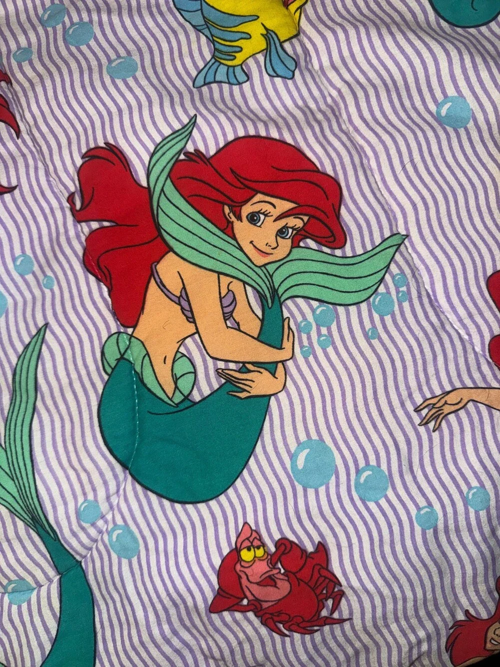 Vintage 1989 Disney The Little Mermaid double sided Comforter Bedding